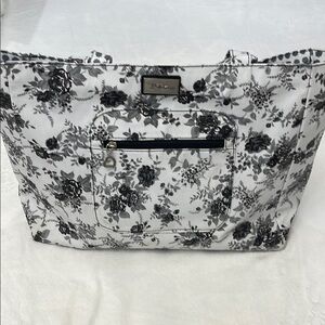 BELLA RUSSO Floral Black and White Tote Bag